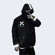 Man wearing black bybb dark jacket multiple pockets 