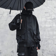 Man wearing black bybb cargo jacket big pockets size