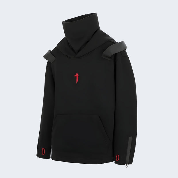 Unisex black high neck hoodie