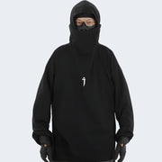 Man wearing black double layered hoodie mens