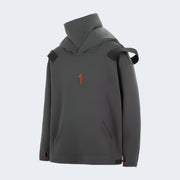 Unisex grey high neck hoodie