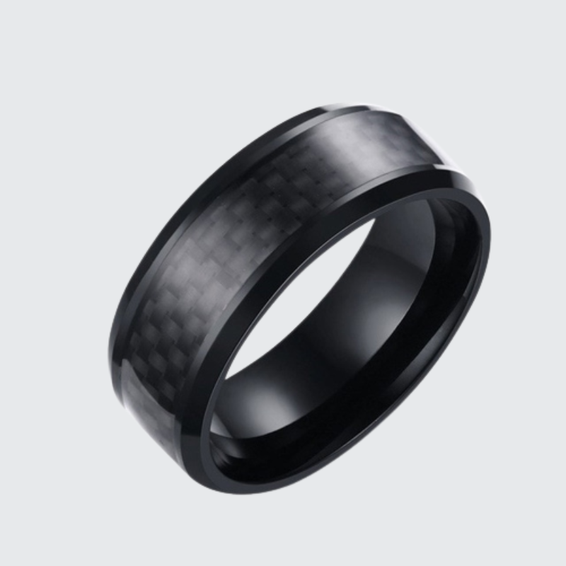 Black Titanium Carbon Fiber Ring Techwear UK
