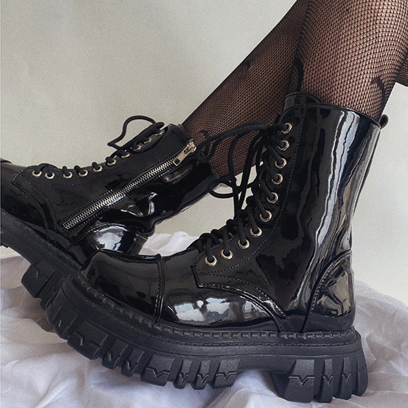 Womens punk combat boots hotsell