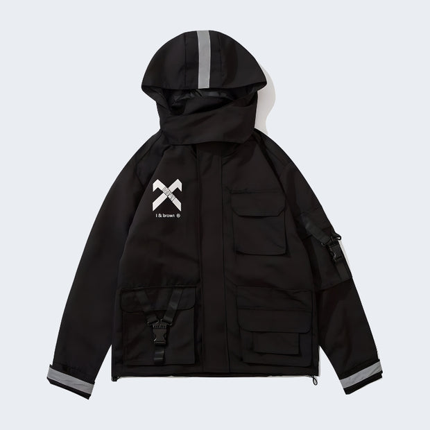 Bybb dark jacket hooded with multiple pockets 