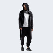 Black batwing poncho cape trench coat comes with hood
