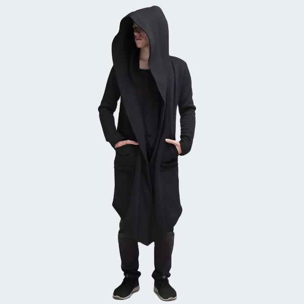 Black batwing poncho cape trench coat comes with pocket