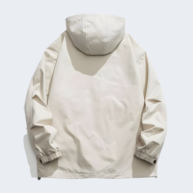 Unisex beige cargo jacket hooded