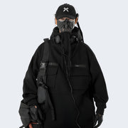 Man wearing black 11 Bybbs hoodie black High collar style