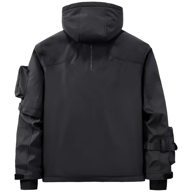 Unisex wearing futuristic hoodie black