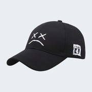 Black baseball cap embroidered smiley