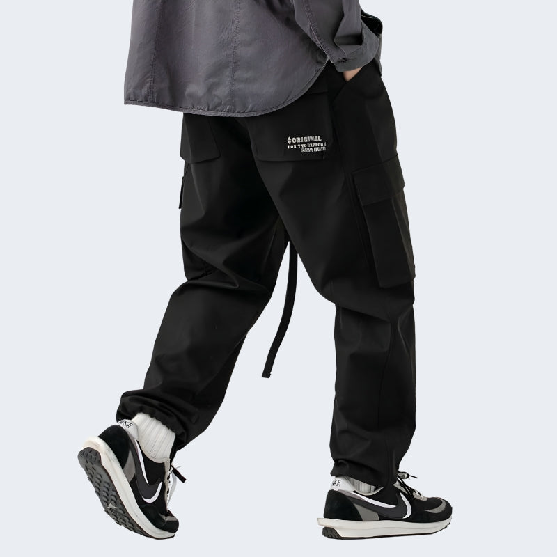 Black Cheap Streetwear Pants Black Cargo Pants Streetwear – Techwear UK