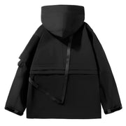 Black cyberpunk hoodie zipper closure