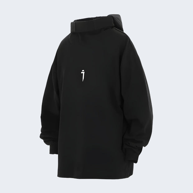 Black double layered hoodie mens elastic on ends of sleeves