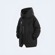 Man wearing black enshadower jacket zipper closure