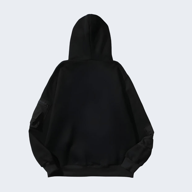 Black hoodie with side pockets ventilation panels