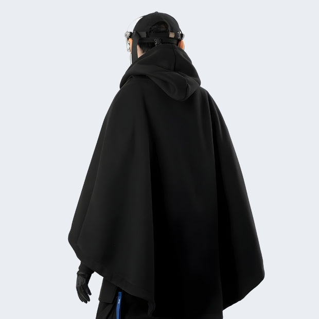 Man wearing black japanese kanji hoodie back view