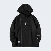 Unisex black japanese techwear hoodie