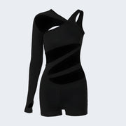Black mini dress one long sleeve