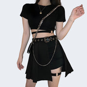 Women wearing black pleated style skirt