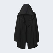 Unisex black techwear ninja coat comes with hood