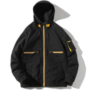 Black tactical zip hoodie zipper closure