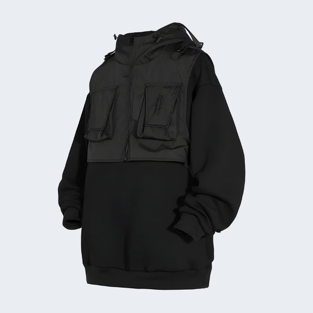 Unisex Black tech fleece hoodie 