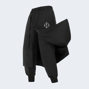 side black techwear harem pants elastic waist