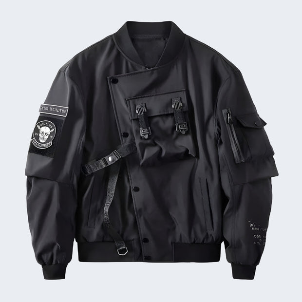 Unisex black bomber jacket techwear 