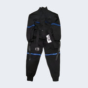 Unisex black techwear multi pocket jumpsuit