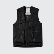 Black front view techwear vest