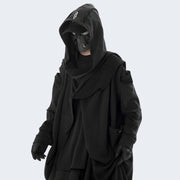 Man wearing black techwear winter coat Hoddie