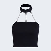 Black top with chain straps sleeveless 