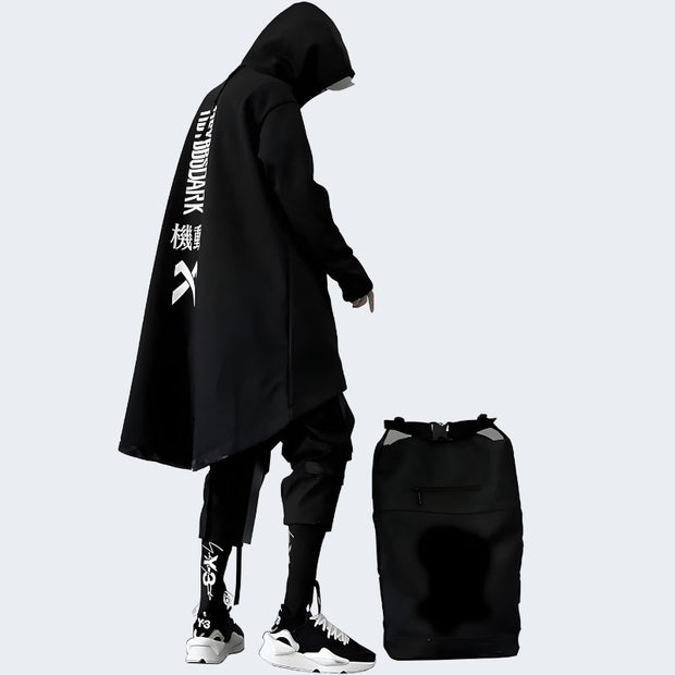 Black warcore hoodie oversized streetwear style