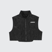 Black work vest men's zipper closure v neck collar style