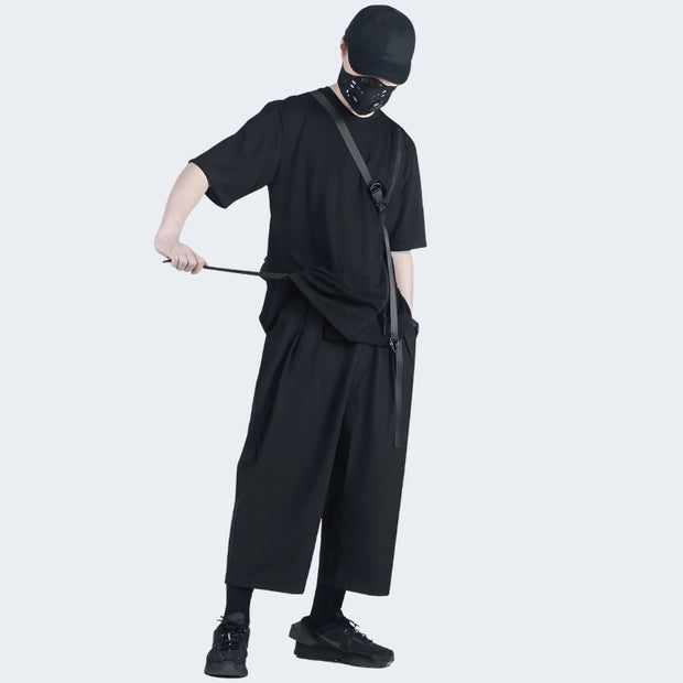 Black cropped pants techwear aesthetic