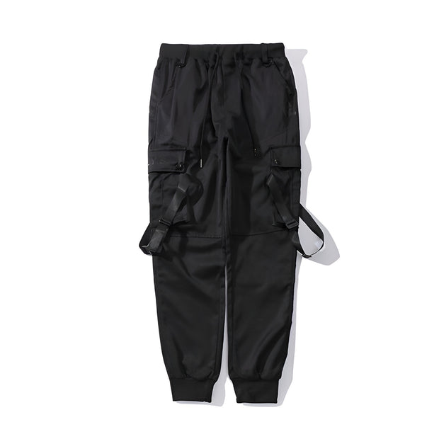 Black buckle cargo joggers suitable for men front side
