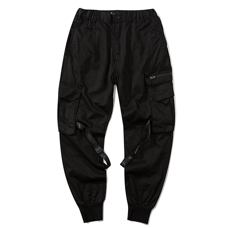 Black cargo best sale strap pants