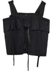 Applicable for spring techwear collarless vest black