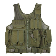 Turn-down collar style zip up tactical vest green