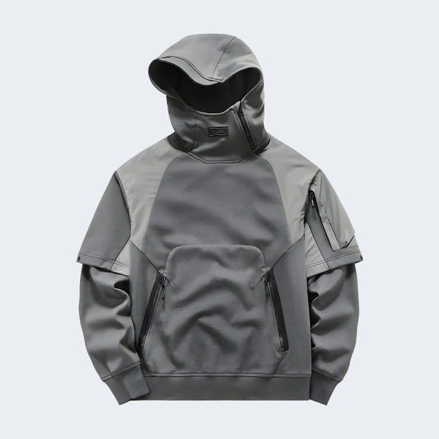 Grey gorpcore jacket with double pockets on front