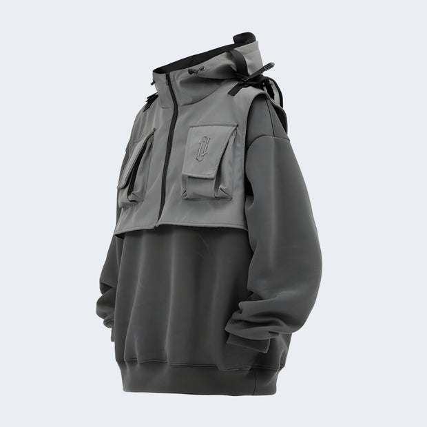 Unisex grey tech fleece hoodie