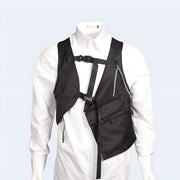 Half body techwear vest black Buckle closure discount