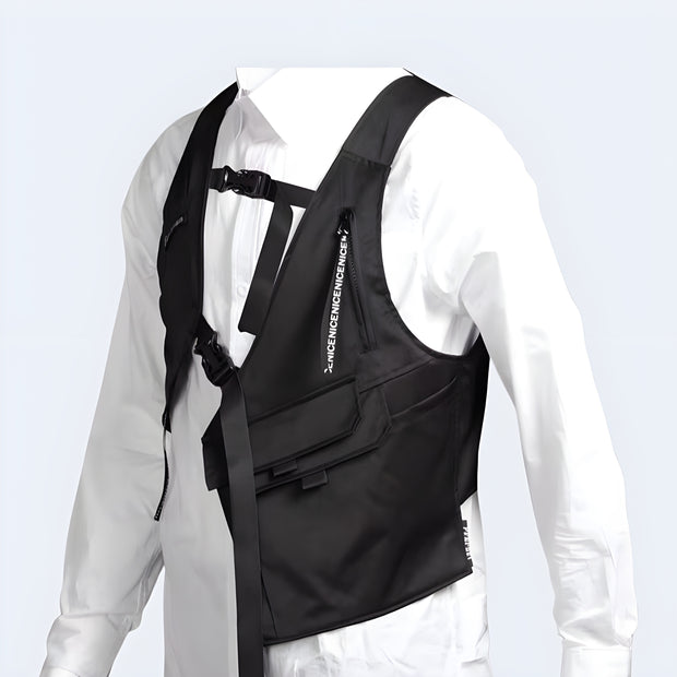 Military style vest half body techwear vest