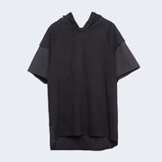 Half sleeve t-shirt with hood pocket on front