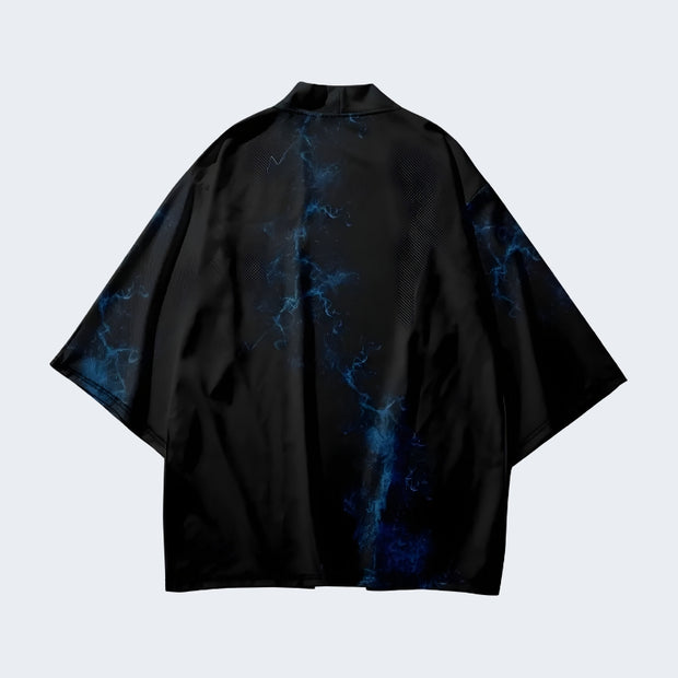 Lightning blue kimono streetwear decoration