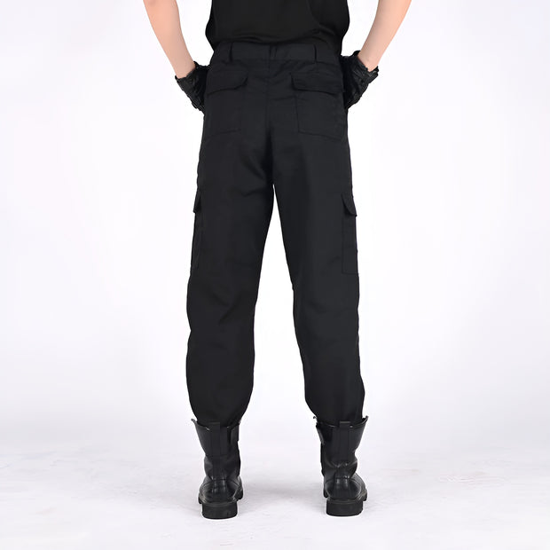 Unisex wearing black airborne surplus cargo pants