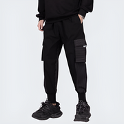 Man wearing black skinny jogger pants sleek