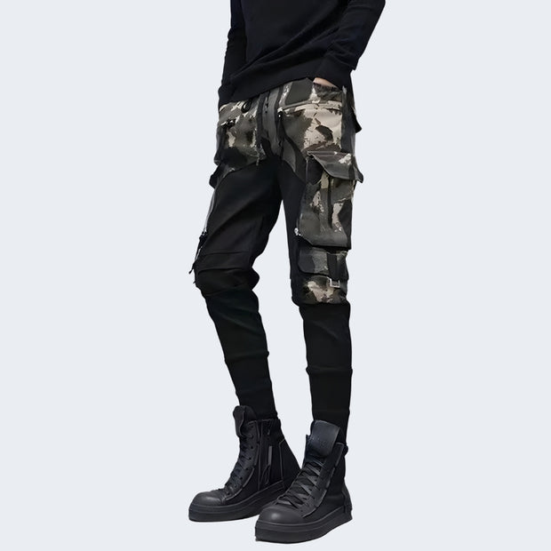 Camo skinny pants black versatile design