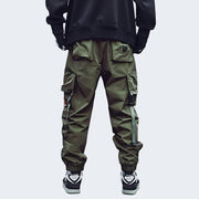Dark Green cargo pants multi pockets with dropdown straps