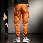 Multiple pockets & zippers on the side orange techwear pants